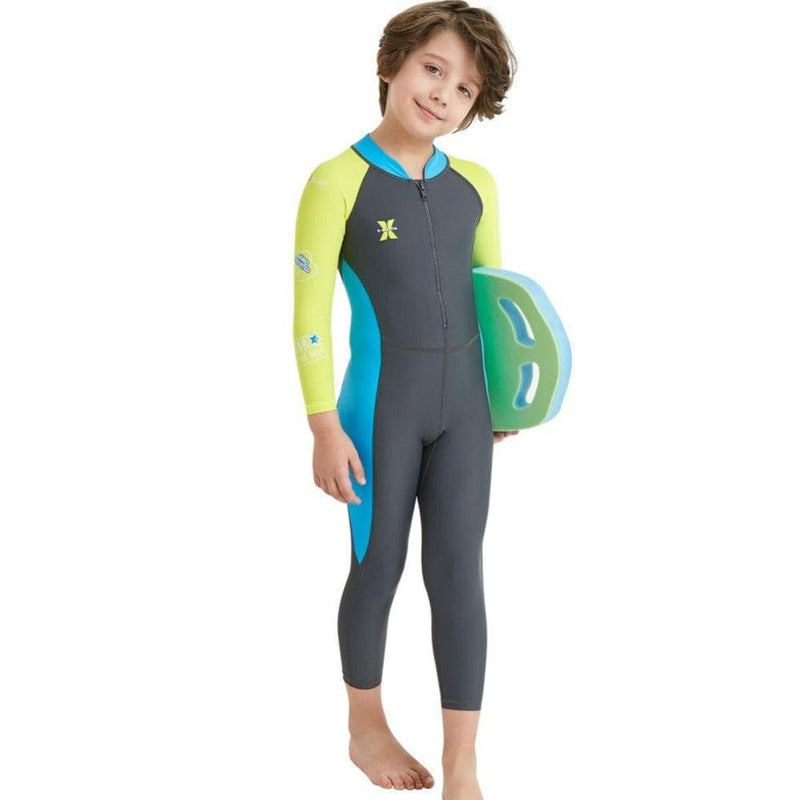 ezy2find children's swimwear Dark Grey / M One-piece long-sleeved sunscreen and quick-drying wetsuit