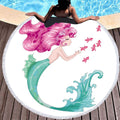 ezy2find Round Beach towel C6 / 150X150cm Cartoon pink mermaid microfiber round beach towel