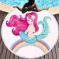 ezy2find Round Beach towel C7 / 150X150cm Cartoon pink mermaid microfiber round beach towel