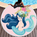 ezy2find Round Beach towel C8 / 150X150cm Cartoon pink mermaid microfiber round beach towel