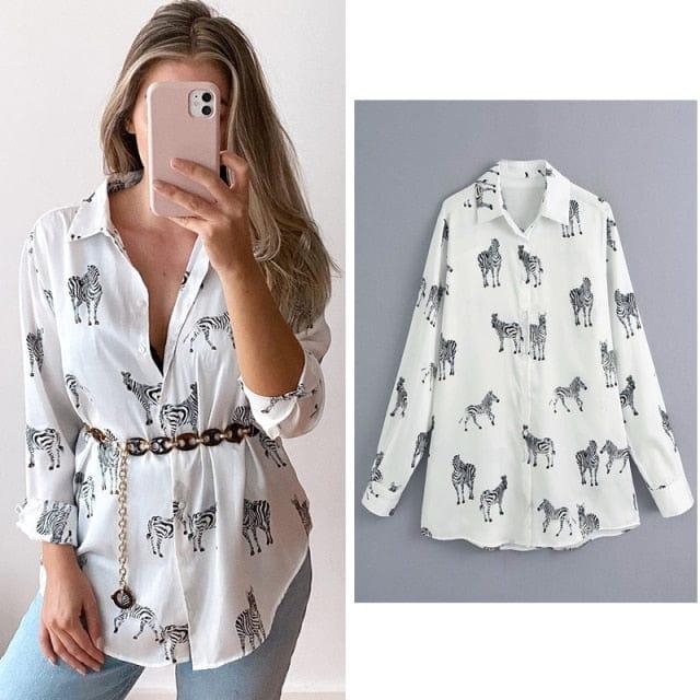ezy2find white / XS women satin blouse long sleeve zebra print shirts vintage office ladies tops femme chandails za 2020 fashion blusa de mujer ins