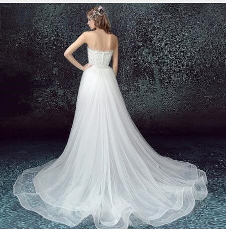 Sexy Detachable Skirt Mermaid Tulle Lace Appliques Short Wedding Dress 2021 New Wedding Dresses
