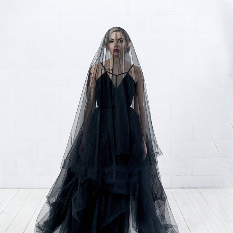 Bride wedding black veil