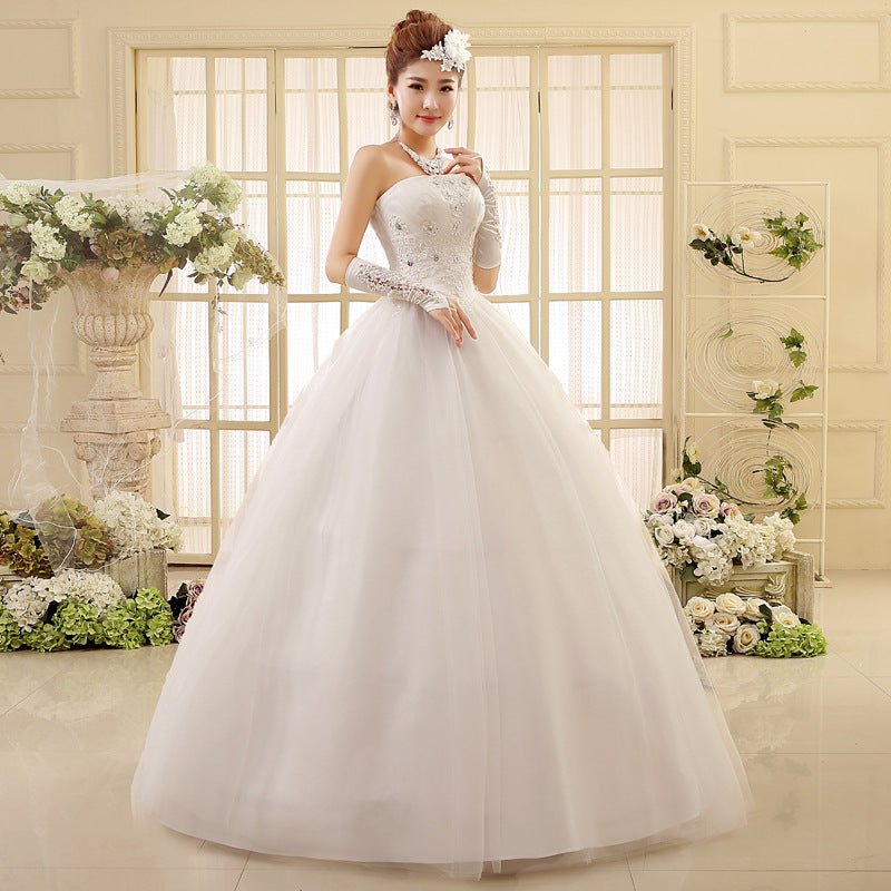 Korean style tube top wedding dress
