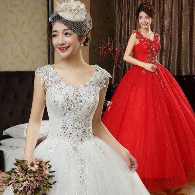Double shoulder bridal dress
