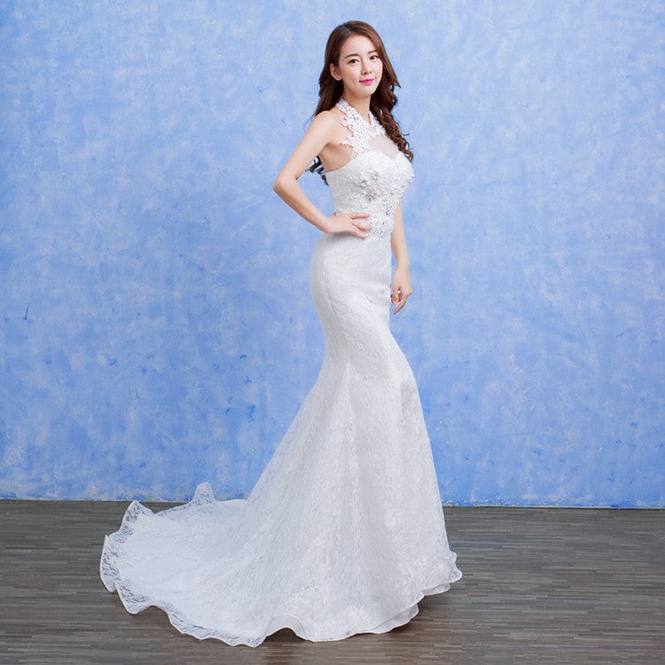 Wholesale 2021 new bride wedding fashion lace fishtail skirt Slim Skinny tail wedding dress D92