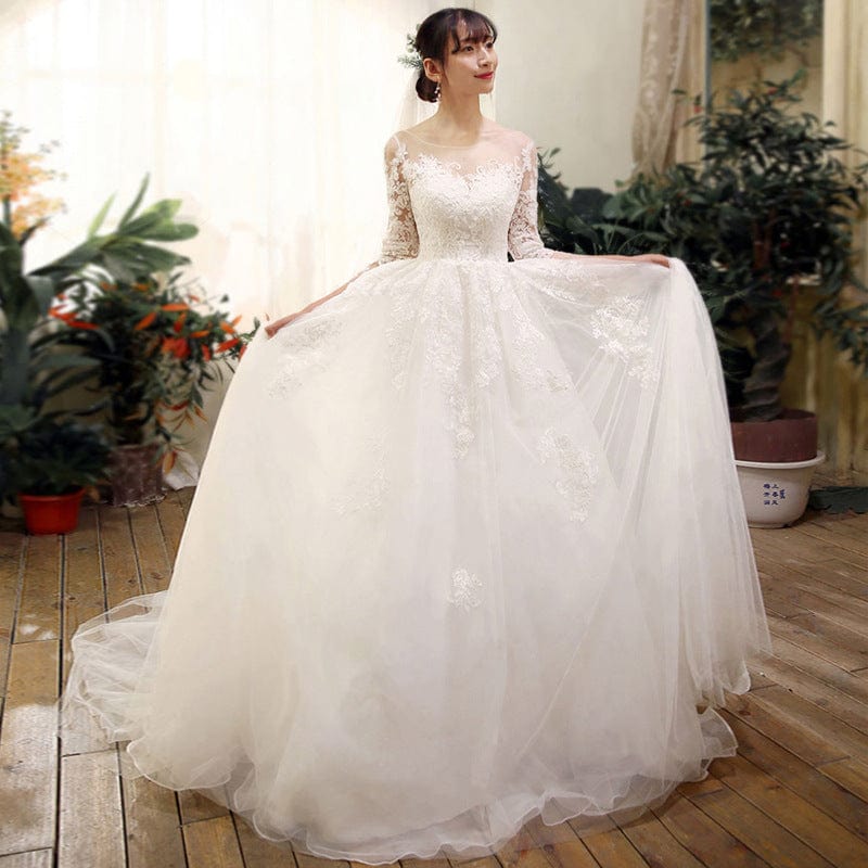 Wedding Dress Bride Lace Sleeves Dress