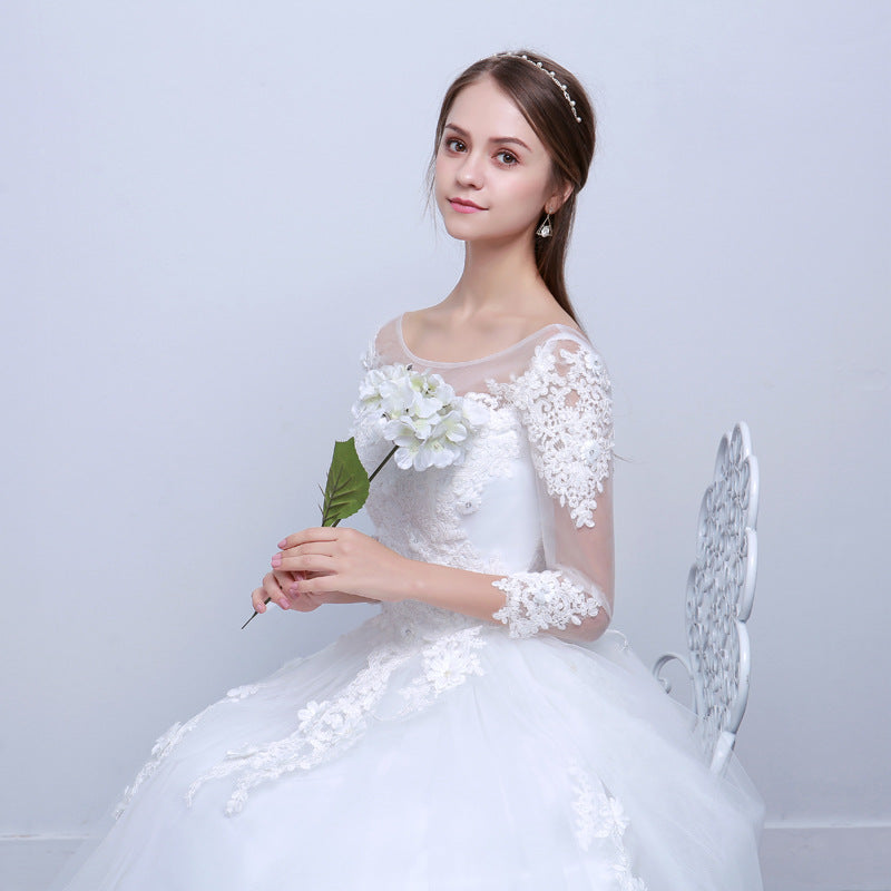 2021 new shoulders Slim Qi wedding bride married slim wedding dress