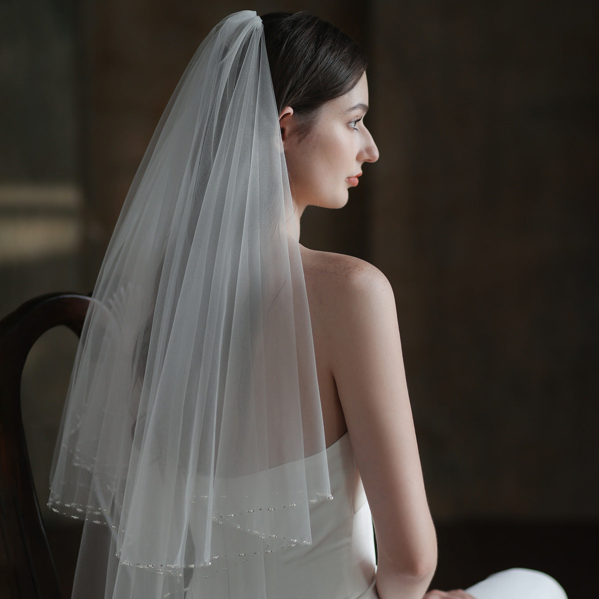 Exquisite Handmade Beaded Bridal Veil