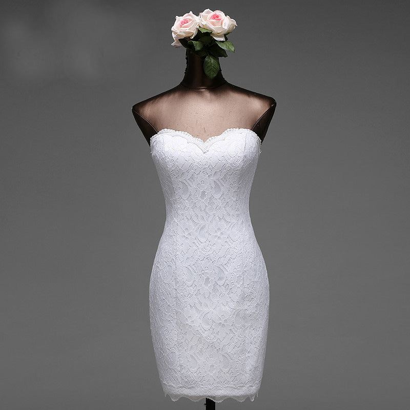 Lace shoulder beauty back wedding dress