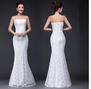Long dress fuchsia and white lace trailing sexy bride wedding dress