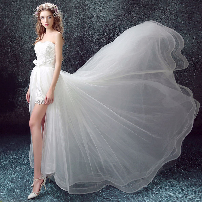 Sexy Detachable Skirt Mermaid Tulle Lace Appliques Short Wedding Dress 2021 New Wedding Dresses