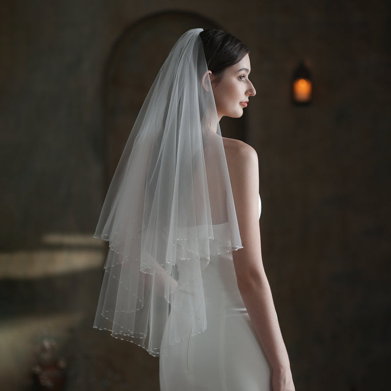 Exquisite Handmade Beaded Bridal Veil