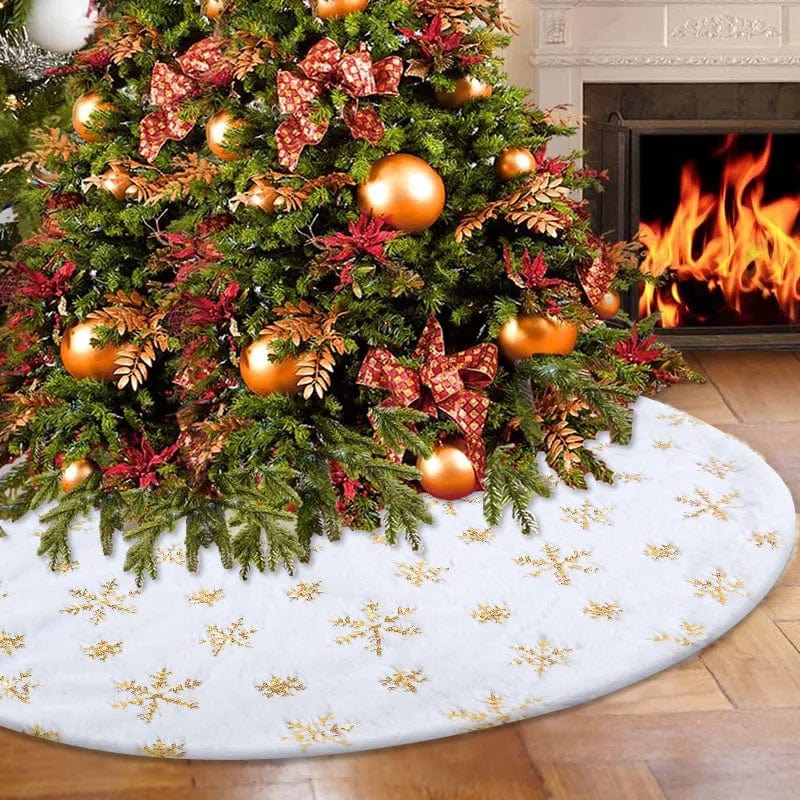 White Christmas Tree Skirt Plush Faux Fur Xmas Tree Carpet Merry Christmas Tree Decorations Ornament New Year Navidad Home Decor