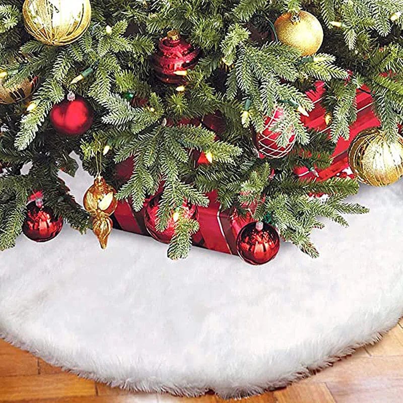 White Christmas Tree Skirt Plush Faux Fur Xmas Tree Carpet Merry Christmas Tree Decorations Ornament New Year Navidad Home Decor