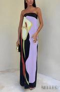 Women's Fashion Casual Avocado Print Tube Top Dress