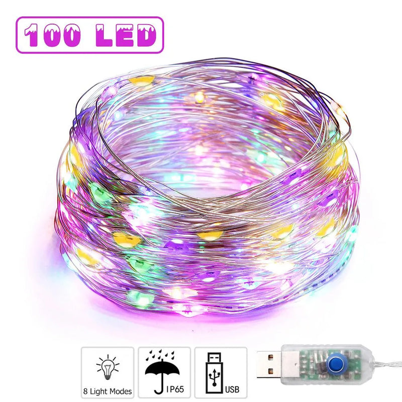 1M-10M Multicolor Festoon LED Fairy Light USB Powered Garland Christmas Lights Ornaments for Wedding Party Decorative Luminaires