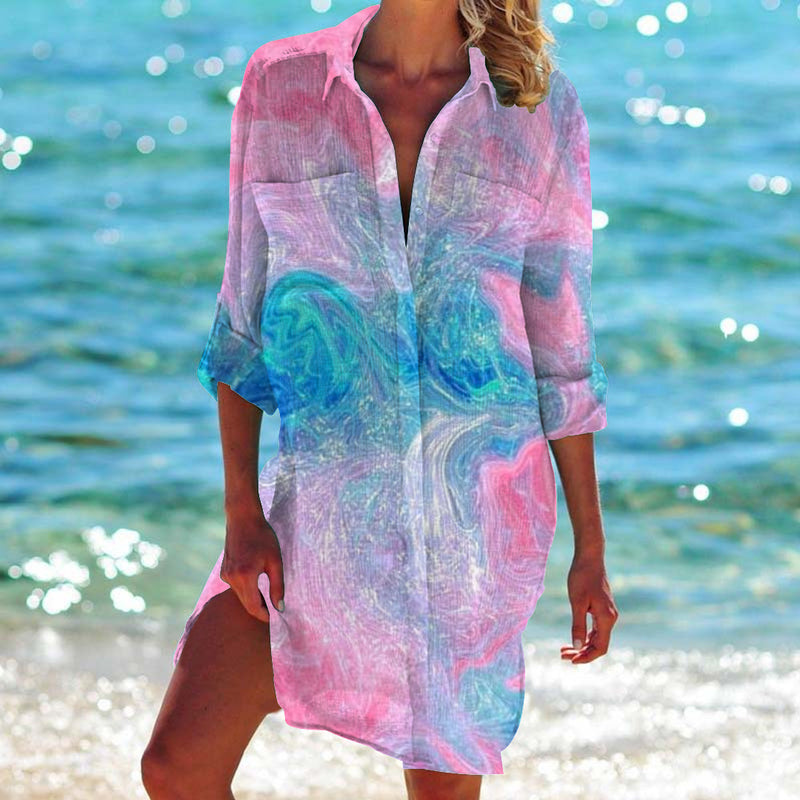 Women's Vacation Beach Bikini Jacket Printed Shirt