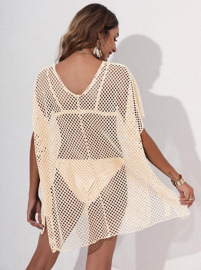 Grid Beach Cover-up European And American Women's Clothing Loose And Irregular