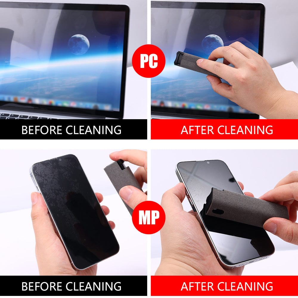 eszy2find 2in1 Microfiber Screen Cleaner Spray Bot Mobile Phone Screen Cleaner 10ml Portable Rectangle Shape Microfiber Anti Dust Mobile Phone Screen Cleaner Spray Cleaner Wipe Bottle