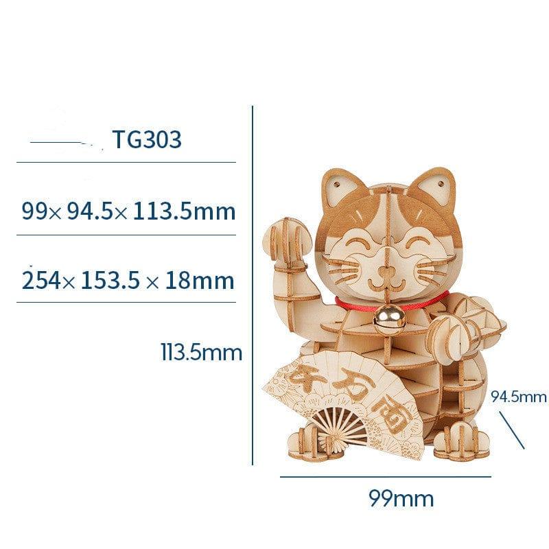 eszy2find 3D puzzle cat Gold Robotime 3D Wooden Plutus Cat Model