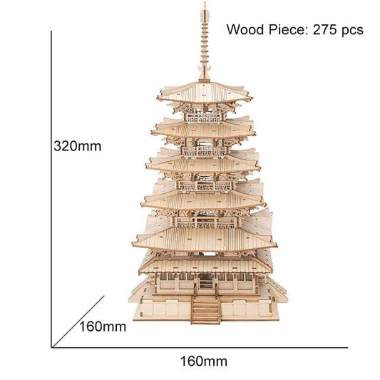 eszy2find 3D puzzle TGN02 Robotime Five-storied Pagoda 3D Wooden Puzzle Toys For Children Kids Birthday Christmas Gift Home Decoration TGN02 Dropshipping
