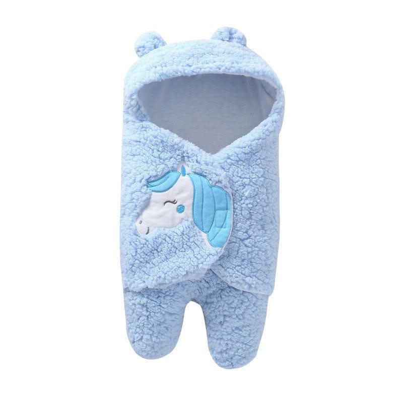 eszy2find baby blankets Blue / One size Infant Baby Soft  Winter Style Plush Swaddle Cartoon Quilt Blanket And Feet Gown