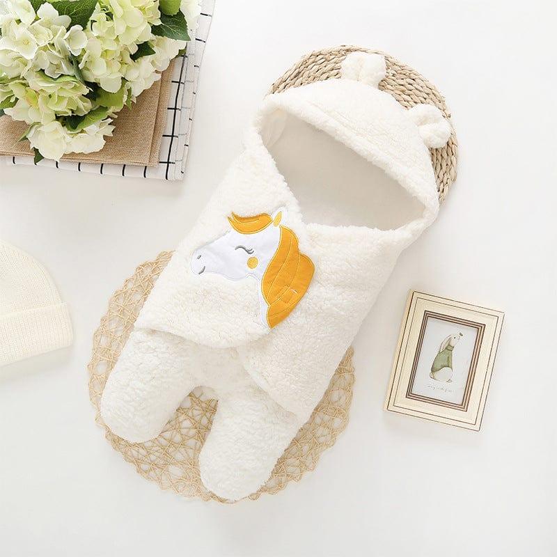 eszy2find baby blankets Infant Baby Soft  Winter Style Plush Swaddle Cartoon Quilt Blanket And Feet Gown