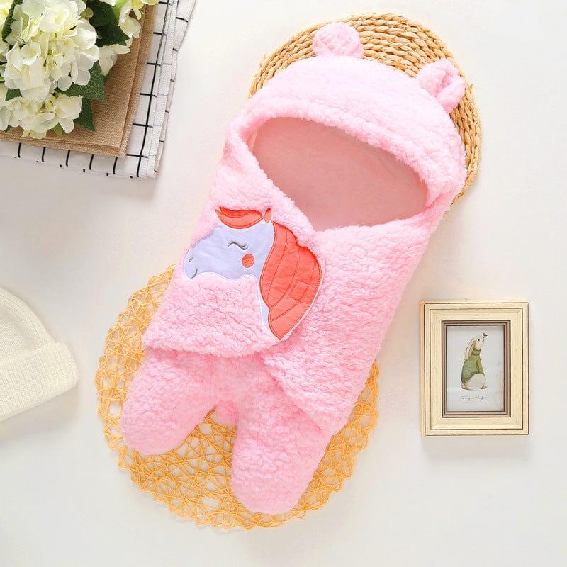 eszy2find baby blankets Infant Baby Soft  Winter Style Plush Swaddle Cartoon Quilt Blanket And Feet Gown