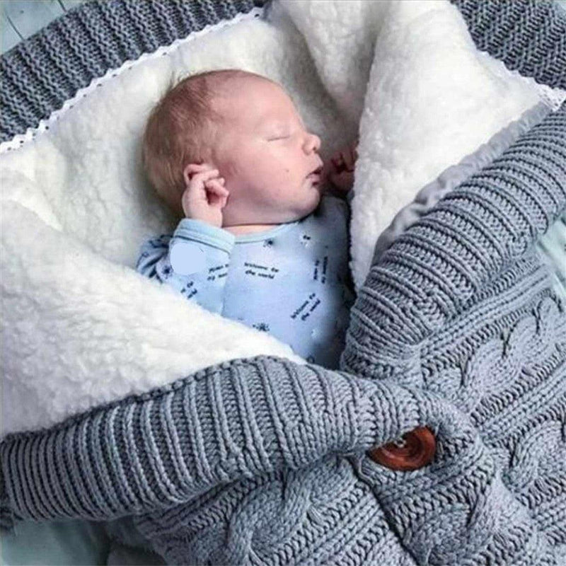 eszy2find baby pram blanket Baby Hooded Swaddle Knit Wrap Blanket Warm Pram Pushchair Stroller Sleeping Bag