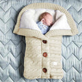 eszy2find baby pram blanket Beige Baby Hooded Swaddle Knit Wrap Blanket Warm Pram Pushchair Stroller Sleeping Bag
