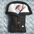 eszy2find baby pram blanket Black Baby Hooded Swaddle Knit Wrap Blanket Warm Pram Pushchair Stroller Sleeping Bag