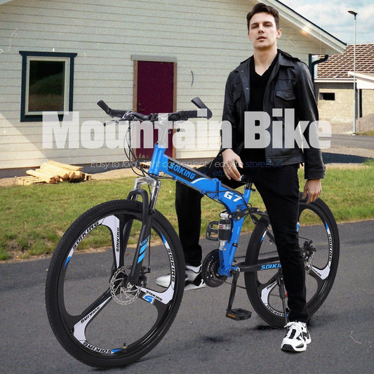 eszy2find bike Black 27.5in Folding Mountain Bike Shimanos 21 Speed Bicycle Full Suspension MTB Bikes