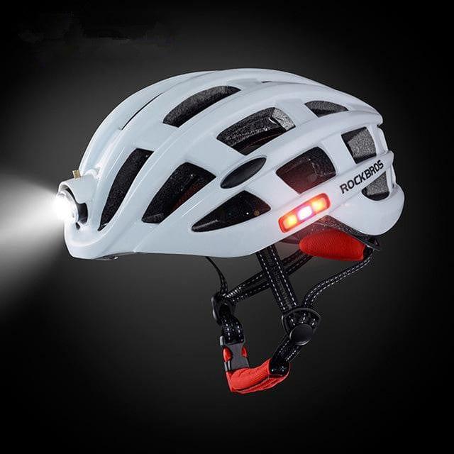 eszy2find Bike Helmet White Light Cycling Helmet USB Rechargeable Bike Ultralight Helmet Intergrally-Molded Mountain Road Bicycle Mtb Helmet