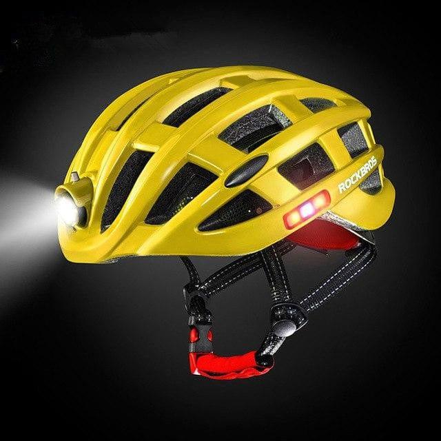 eszy2find Bike Helmet Yellow Light Cycling Helmet USB Rechargeable Bike Ultralight Helmet Intergrally-Molded Mountain Road Bicycle Mtb Helmet