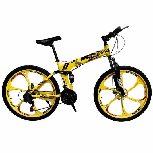 eszy2find bike yellow 26in Folding Mountain Bike Shimanos 21 Speed Bicycle Full Suspension MTB Bikes