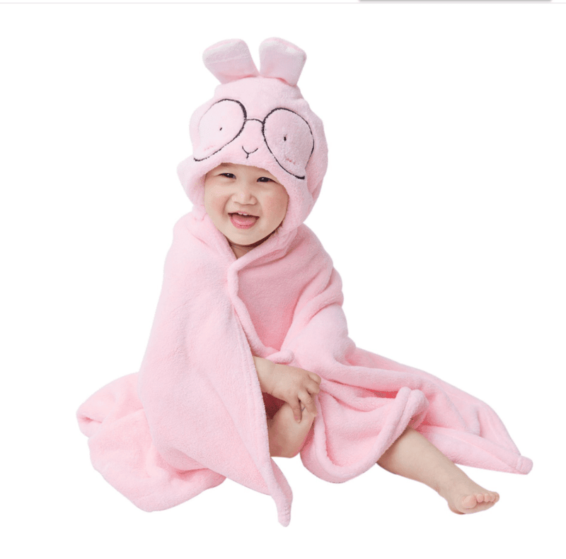 eszy2find children's bath robe blanket Pink rabbit / 85x150cm Children's Bath Towel Bathrobe Sand Blanket Scarf Cape Blanket