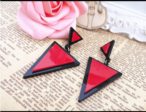 eszy2find ear rings Red triangle Fashion Accessories Cute All-match Nightclub Acrylic