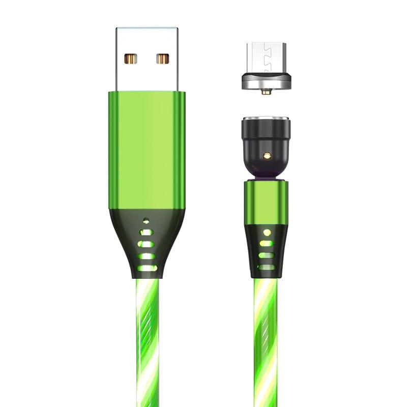 eszy2find fast loader cable Green / Android / 1M 540 Rotate Luminous Magnetic Cable 3A Fast Charging Mobile Phone Charge Cable For LED Micro USB Type C For I Phone Cable