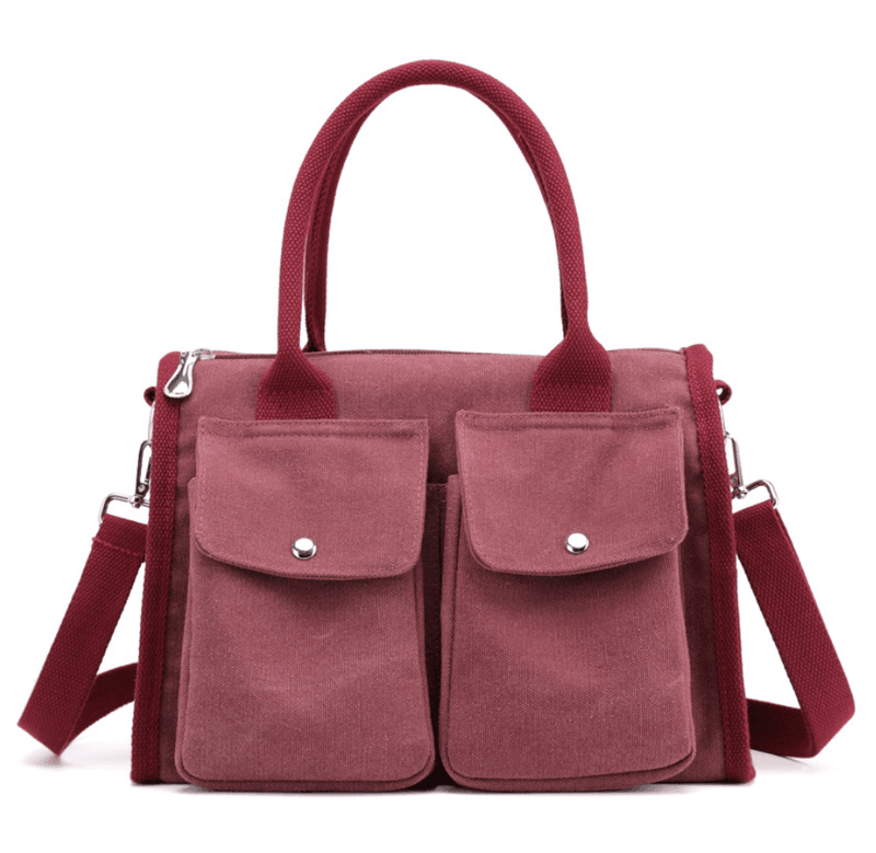 eszy2find hand bag Burgundy Canvas Women Bags for Women 2021 Doctor Bag Ladies Hand Bags Handbag Designer Totes Casual Canvas Crossbody Bag Shoulder Hobo