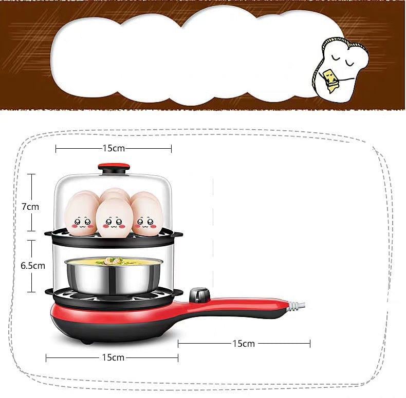 eszy2find Household Breakfast Machine Black and red / 220V US Household Breakfast Machine Stainless Steel Egg Steamer Egg Cooker Omelette Device Small Appliances Gift Gifts