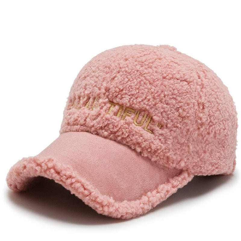 eszy2find Lamb Plush Winter Hat Children's Warm Co Pink / adjustable Lamb Plush Winter Hat Children's Warm Color Combination Fashion Versatile