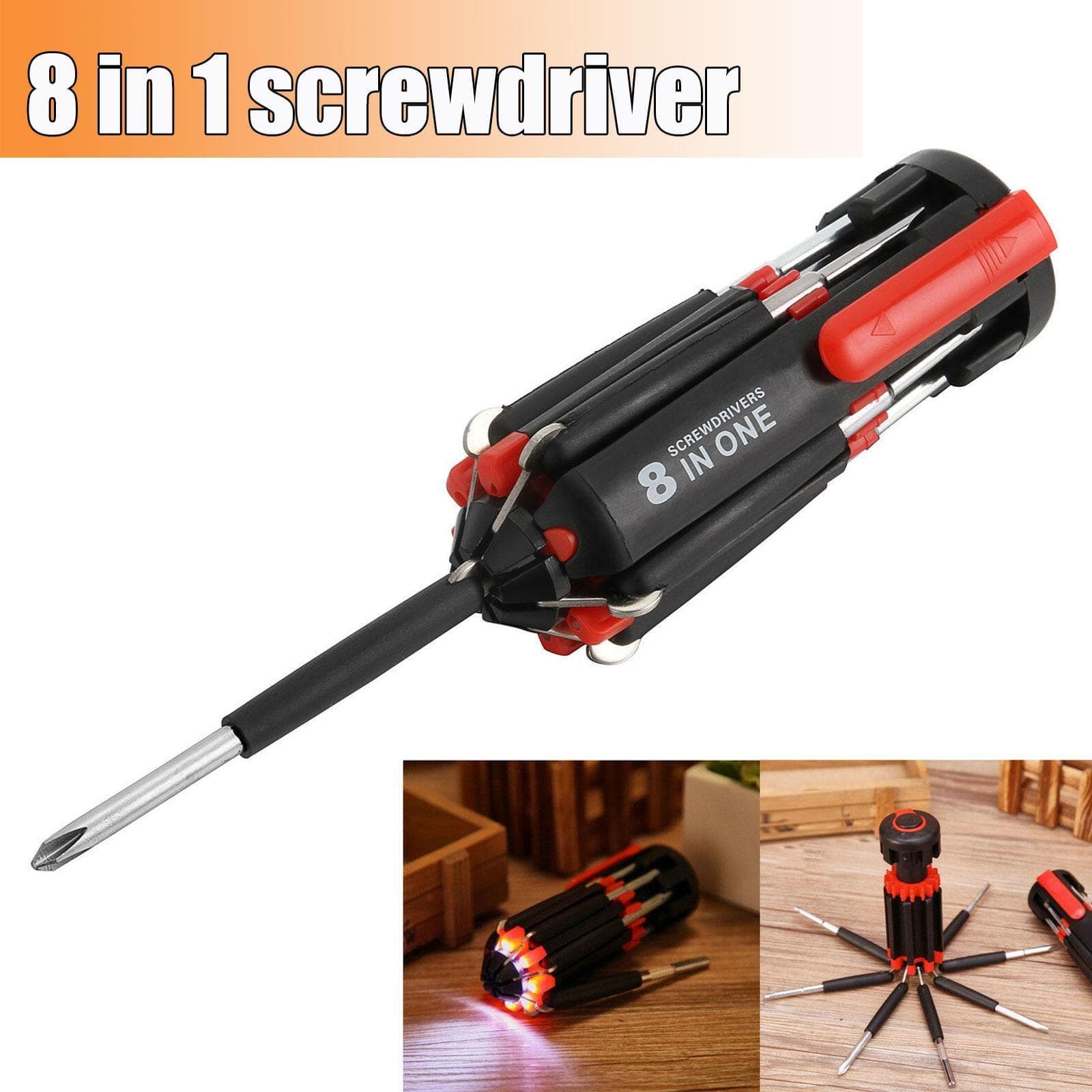 eszy2find muliti screwdrivers Car Supplies 8 In 1 Screwdriver With LED Flashlight Car Portable Multifunctional Outdoor Tools