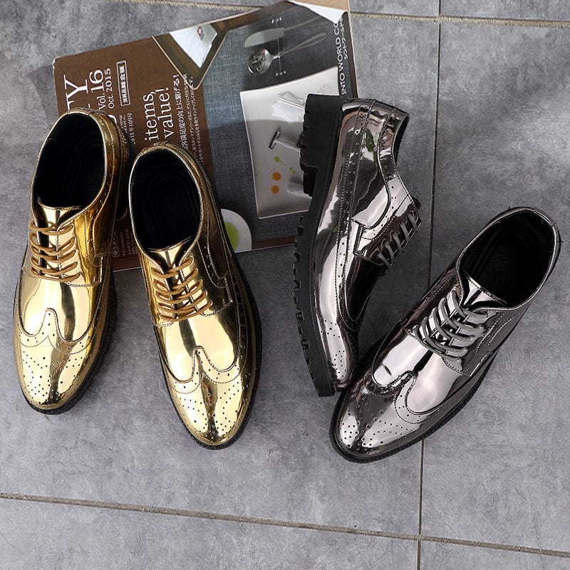 eszy2find Nightclub gold and silver leather shoes Nightclub gold and silver leather shoes