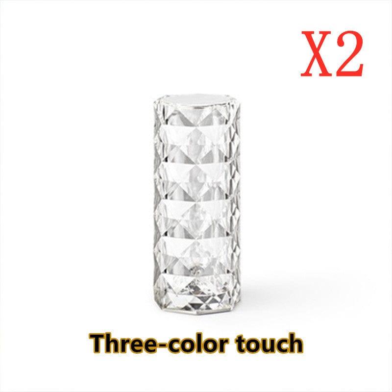 eszy2find Nordic Crystal Lamp USB Table Lamp White / 3colors 2pcs / USB Nordic Crystal Lamp USB Table Lamps Bedroom Touch Dimming Atmosphere Diamond Night Light Rose Projector Lamp Decor