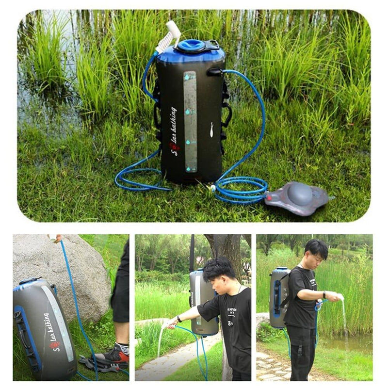 eszy2find shower kit 12/20L Outdoor Camping Shower Bag Folding Water Bag Container Sack with Air Pump 1.9m Hose Shower Head for Hiking Picnic Tourism