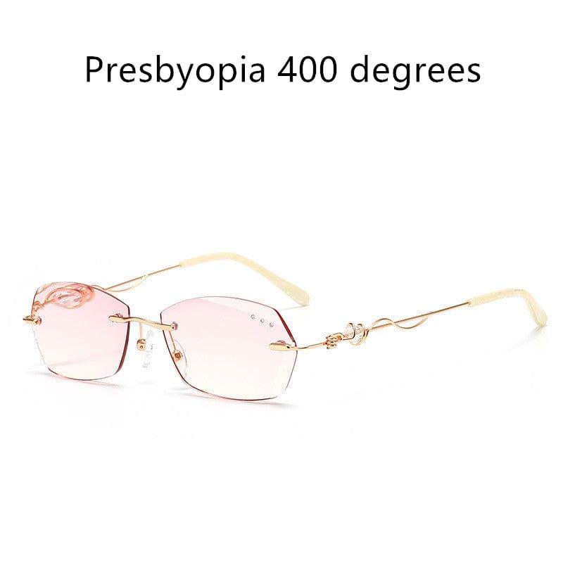 eszy2find sun glasses 400 degree Frameless Diamond Anti-blue Reading Glasses