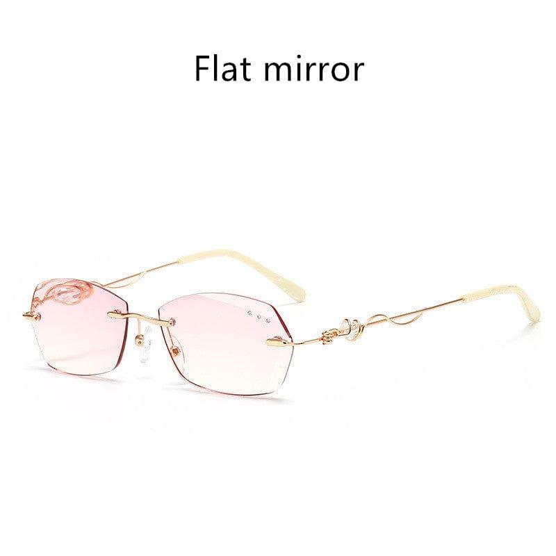 eszy2find sun glasses Flat mirror Frameless Diamond Anti-blue Reading Glasses
