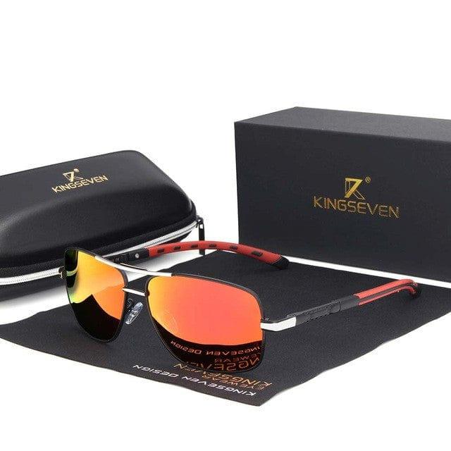 eszy2find sunglesses Silver red Men Sunglasses Polarized UV400 Sun Glasses