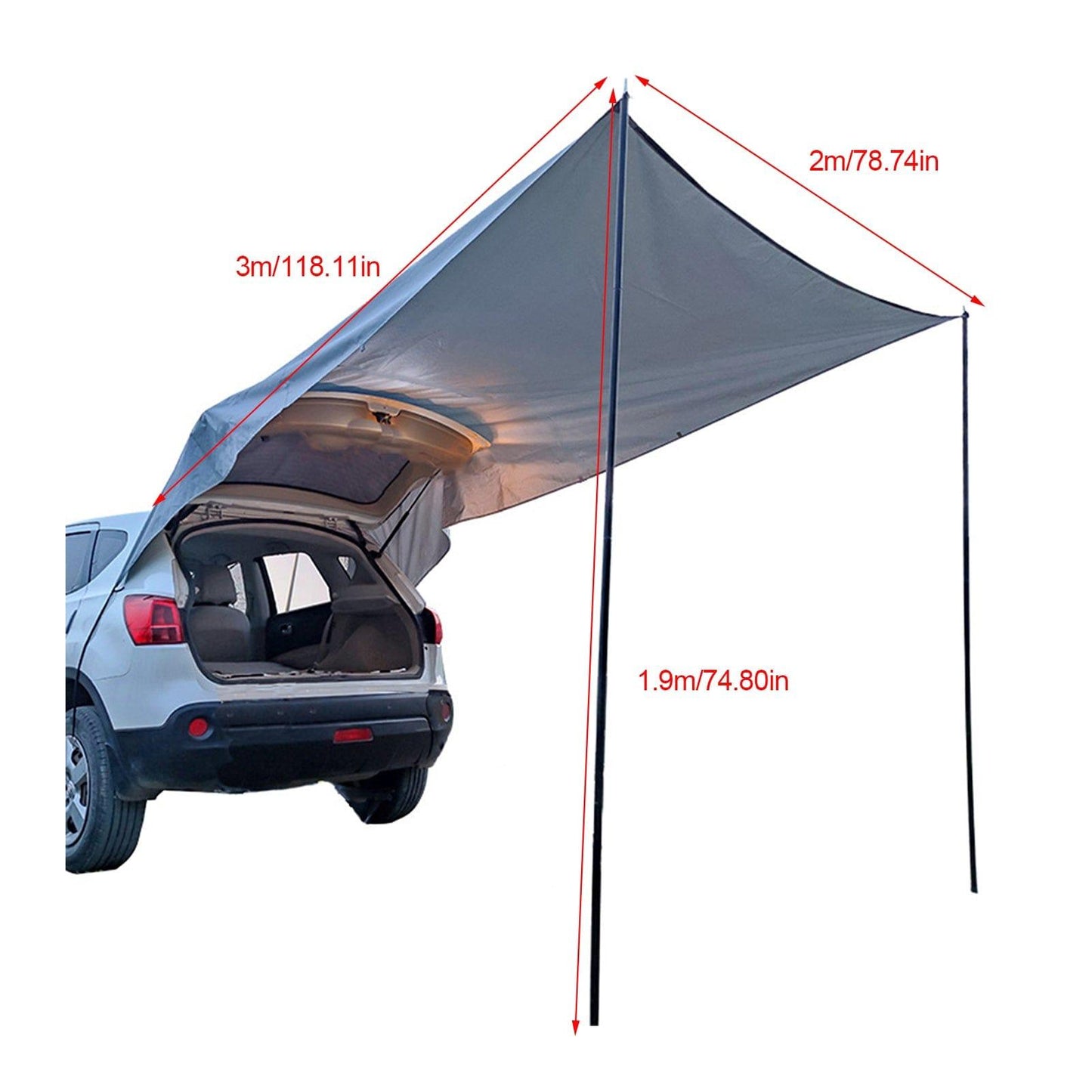 eszy2find Trunk Canopy Camping silver gray Car Tail Car Side Trunk Canopy Camping Camping Tent